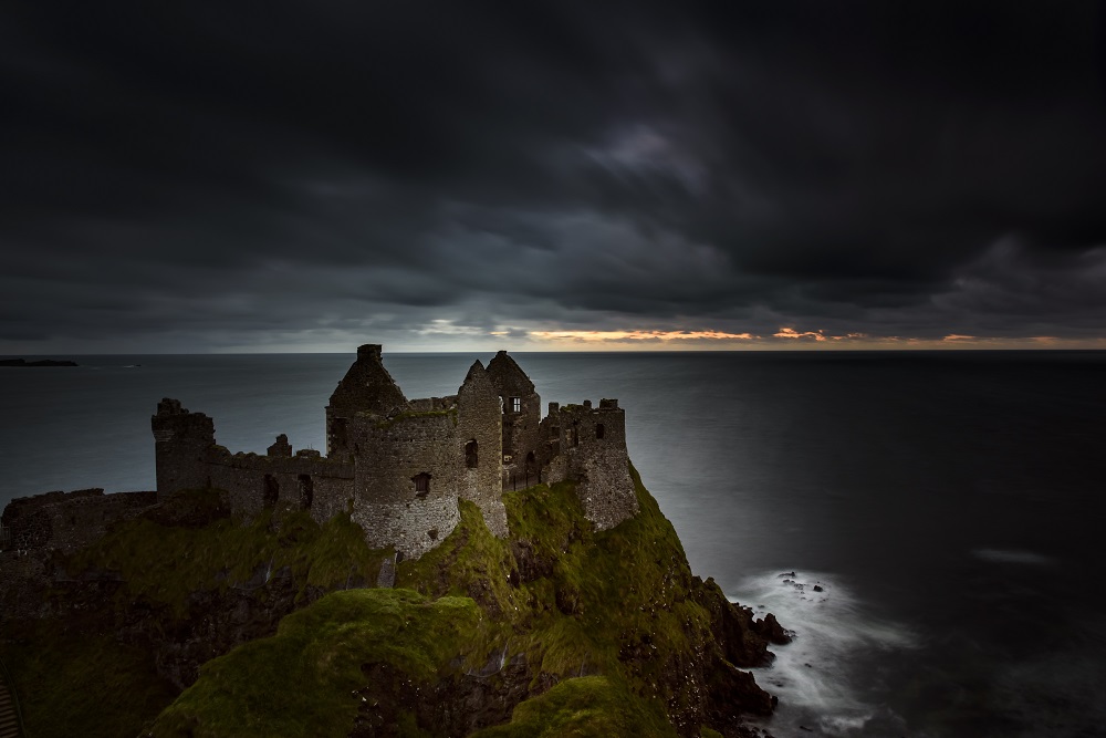 Dunluce Castle, Co. Antrim, Northern Ireland Adobe Stock Photo by Yggdrasill, lic. # 94581384. Dunluce Castle ruins, Northern Ireland