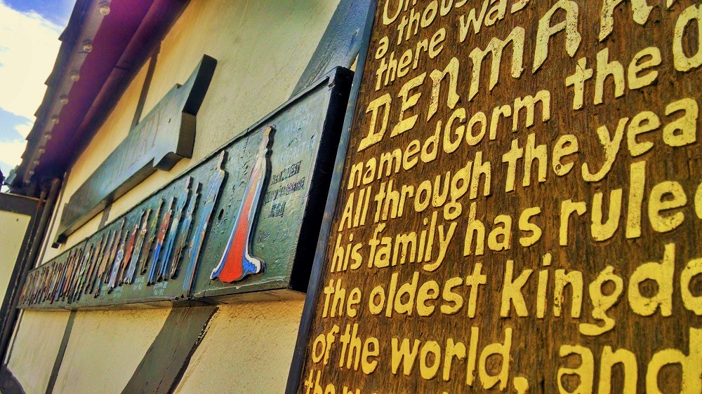 Photo: Jennifer Susannah Devore, Birkholm's Bakery Danish royal lineage wall, Copenhagen Square, Solvang, California